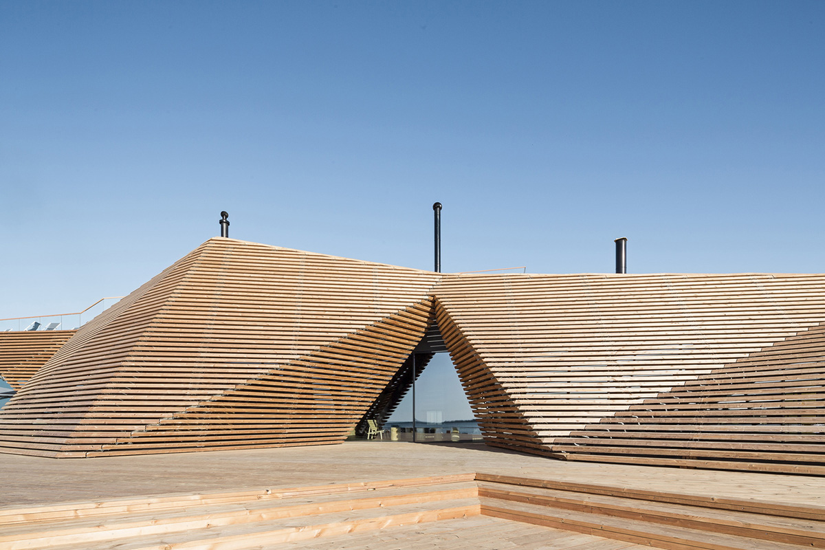Avanto Architects creates stepped wooden public sauna on Helsinki seashore