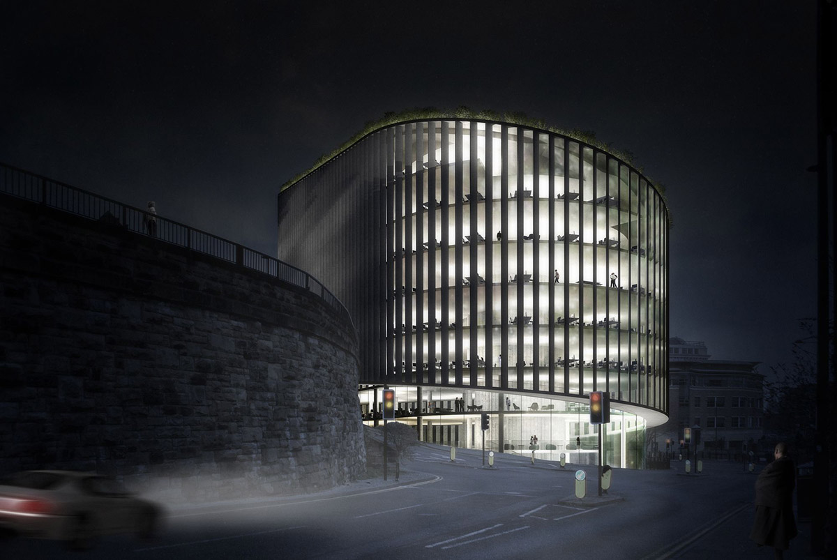 Bjarke Ingels Group adds ribbon-like office building to Newcastle's skyline