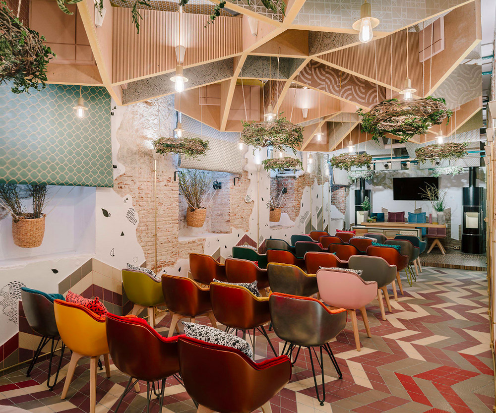 Izaskun Chinchilla created an auditorium that consists of many layers of fabric, texture and colors