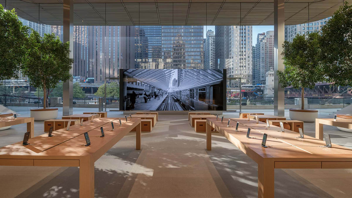 MacBook air lid revived in Apple Michigan store’s roof designed by Foster+Partners