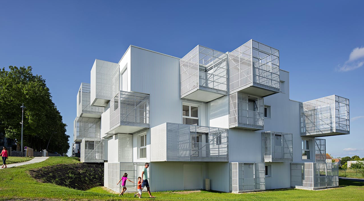 A new social housing project made of stack of metal boxes offers a new way of living  in France