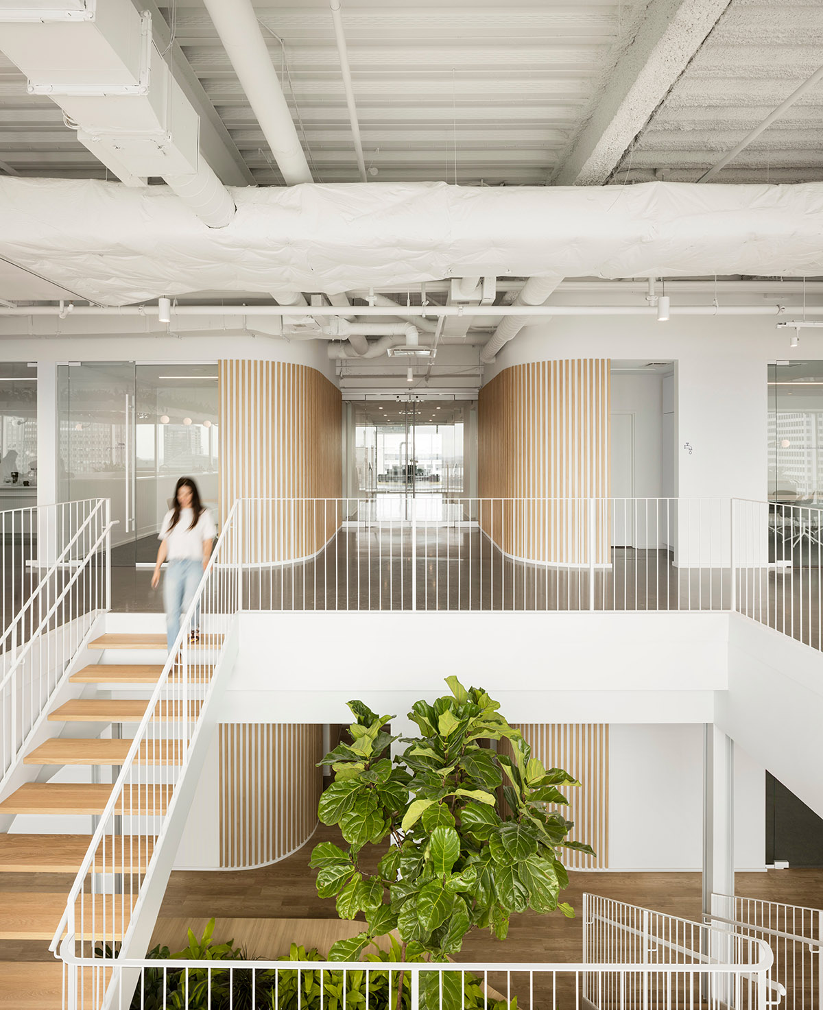 ISSADESIGN merges linear elements and curved working pods for interiors of Behavox in Montreal