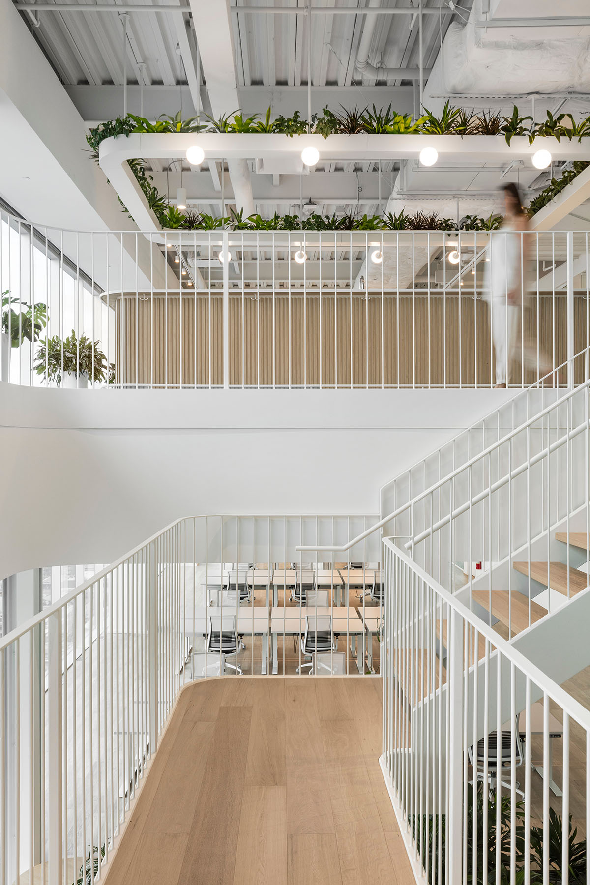 ISSADESIGN merges linear elements and curved working pods for interiors of Behavox in Montreal