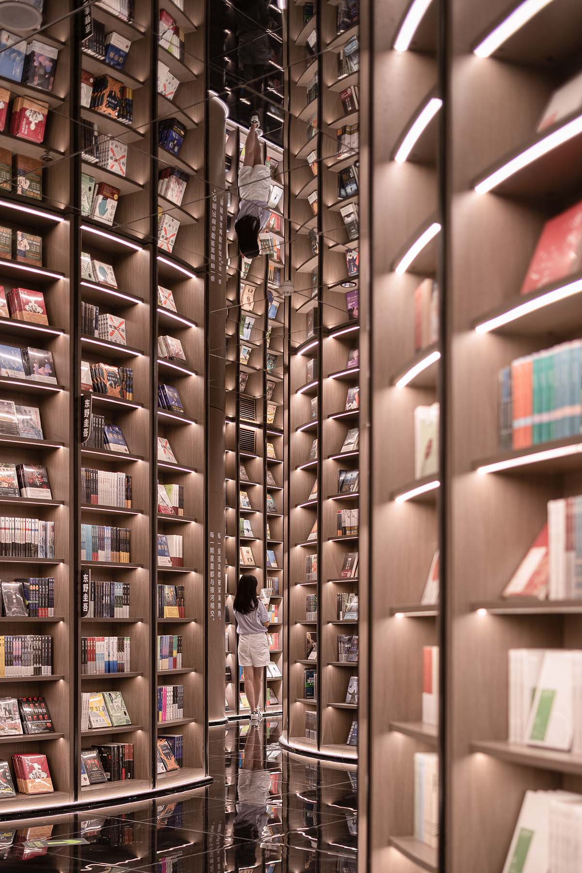 Reading a book is like stepping into a bamboo forest made of endless bookshelves designed by X+Living