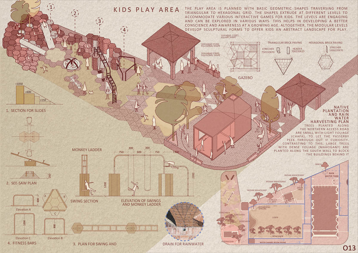 PMA madhushala's community center features undulating and artistic brick walls in Pune