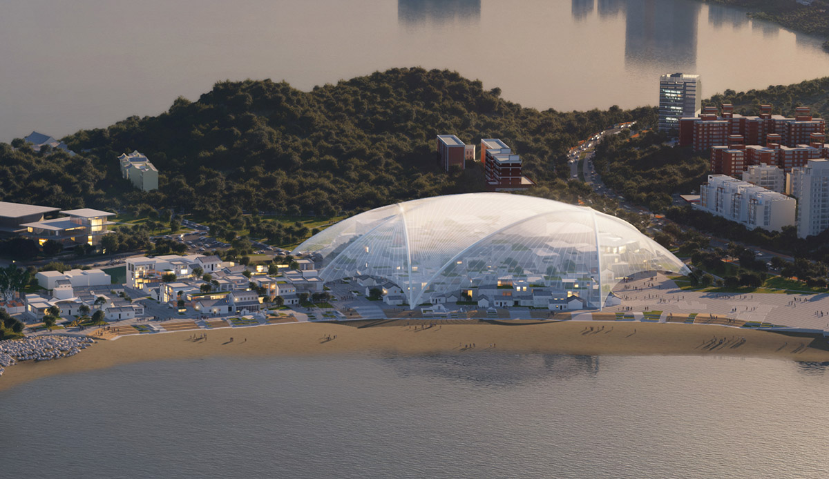 MAD unveils design for renewal of historic Yinkeng Village under a floating large dome