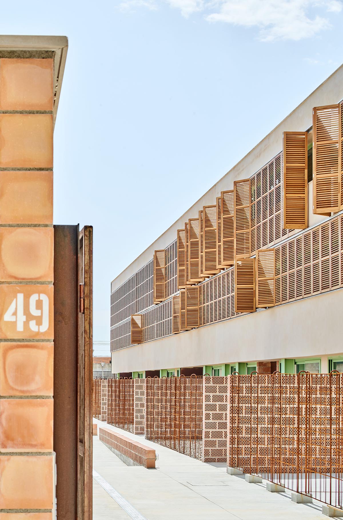 Social housing is characterized by dense wooden shutters in Inca, Spain