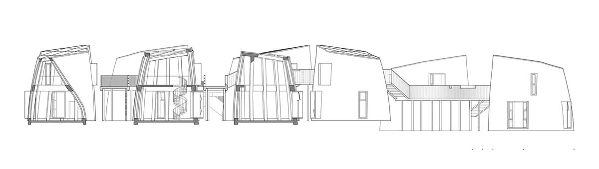 Hyperbolic vertical grottos are activated by a network of floating wooden bridges in China