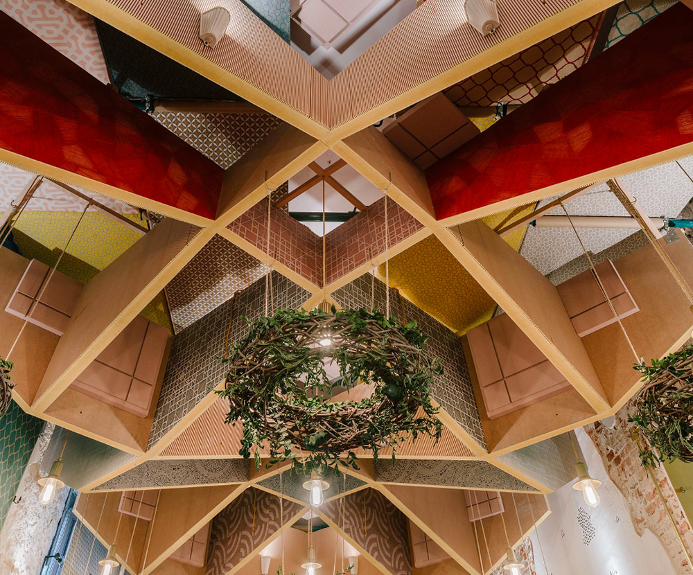 Izaskun Chinchilla created an auditorium that consists of many layers of fabric, texture and colors