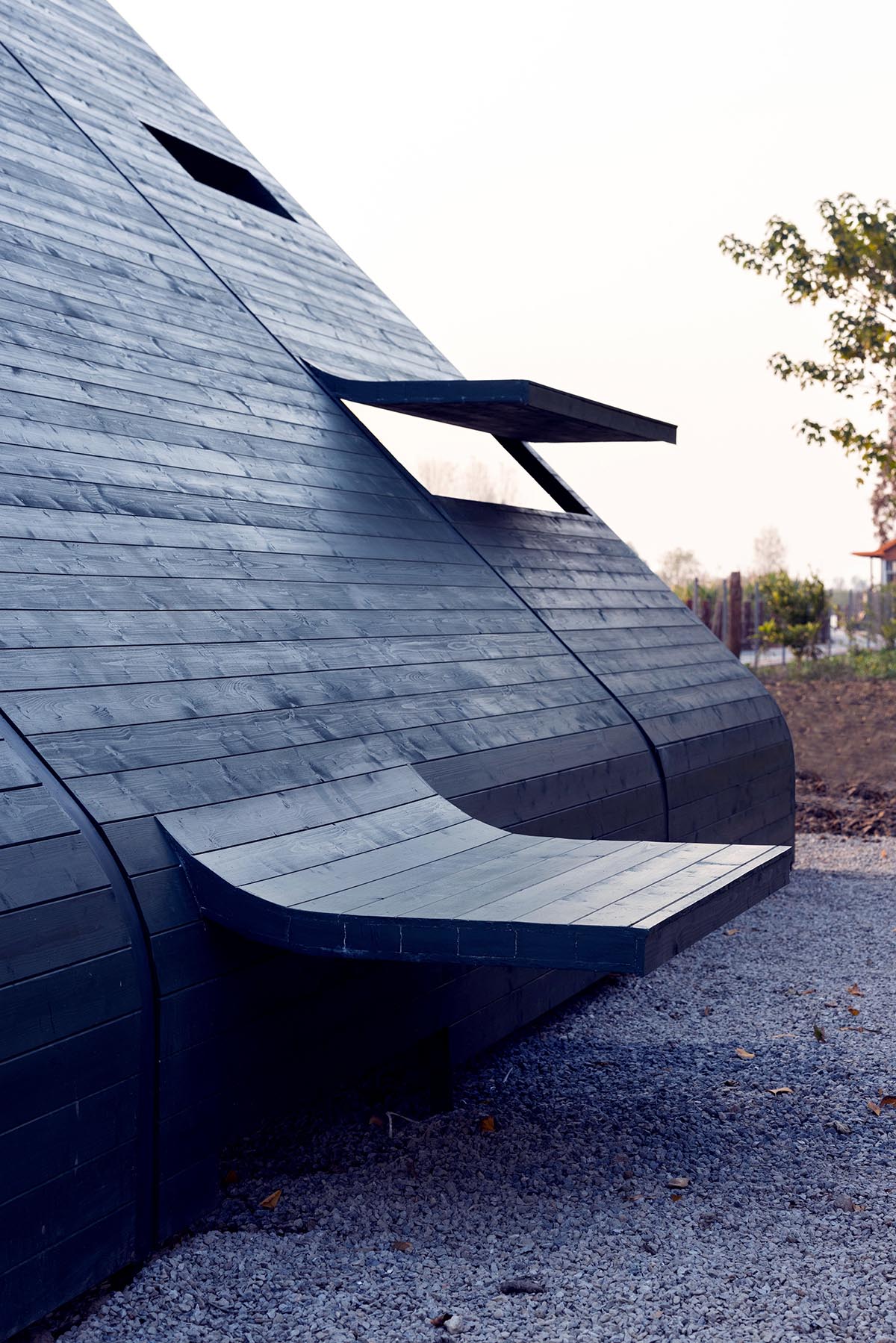 Various elements of human behavior inform black-clad wooden pavilion designed by LIN Architects 