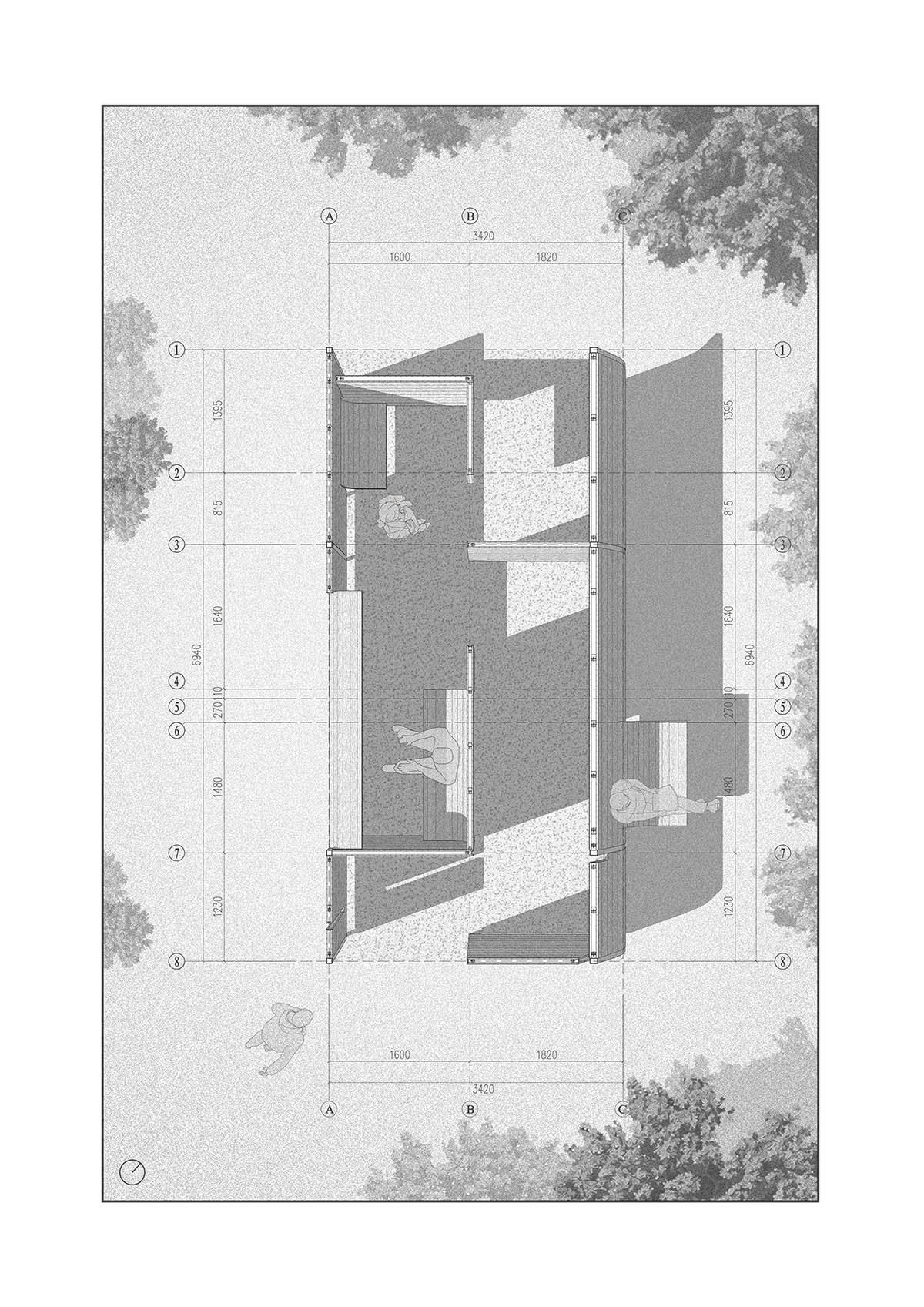 Various elements of human behavior inform black-clad wooden pavilion designed by LIN Architects 