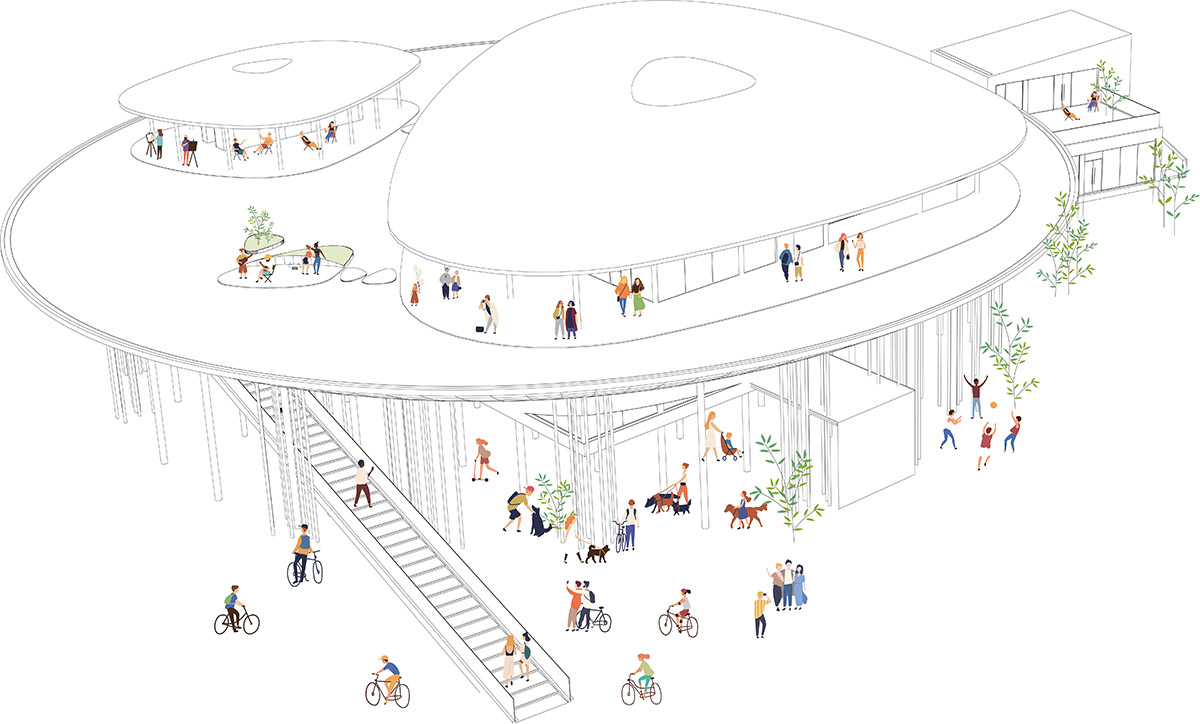 Archermit completes public building with bamboo forest and cloud-like elevated platforms in China