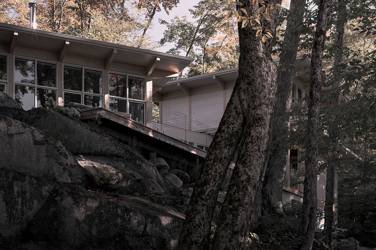 Alain Carle Architecte completes Rolo House on rocky mountains to observe landscape in Quebec
