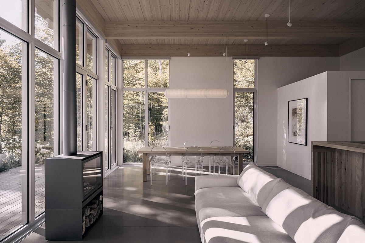 Alain Carle Architecte completes Rolo House on rocky mountains to observe landscape in Quebec