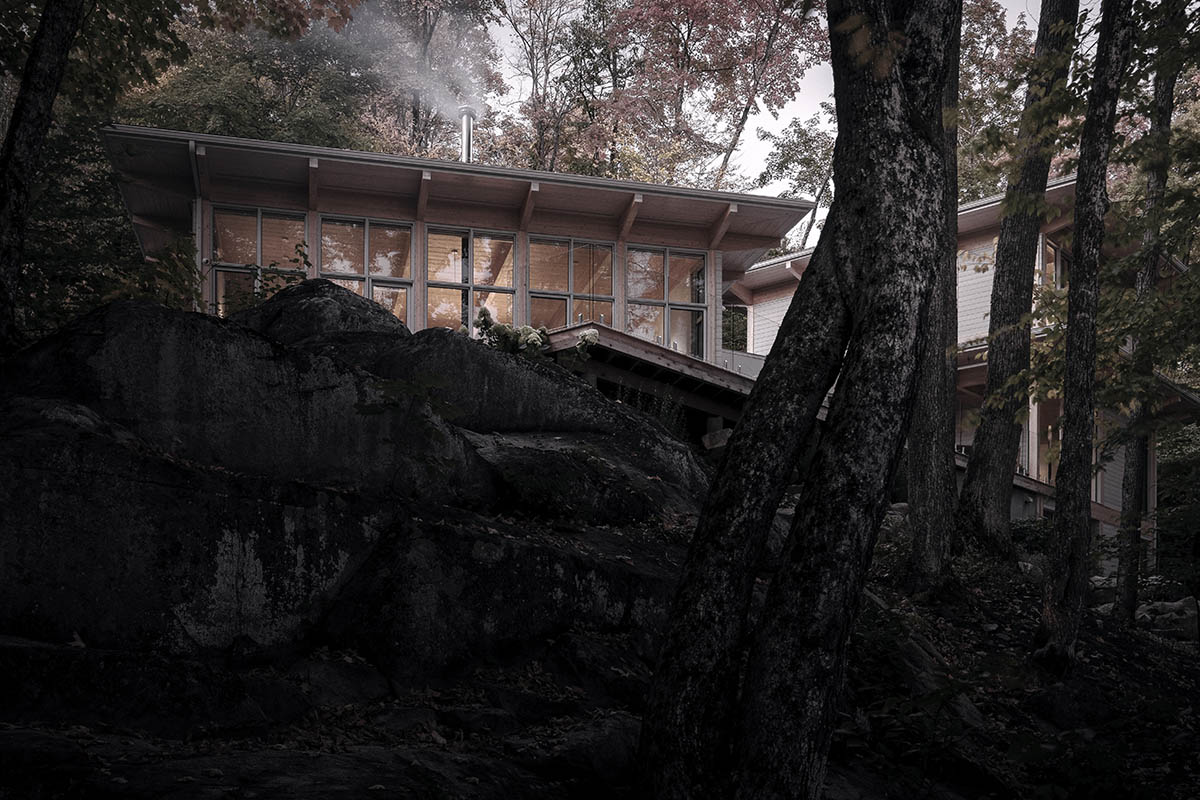Alain Carle Architecte completes Rolo House on rocky mountains to observe landscape in Quebec