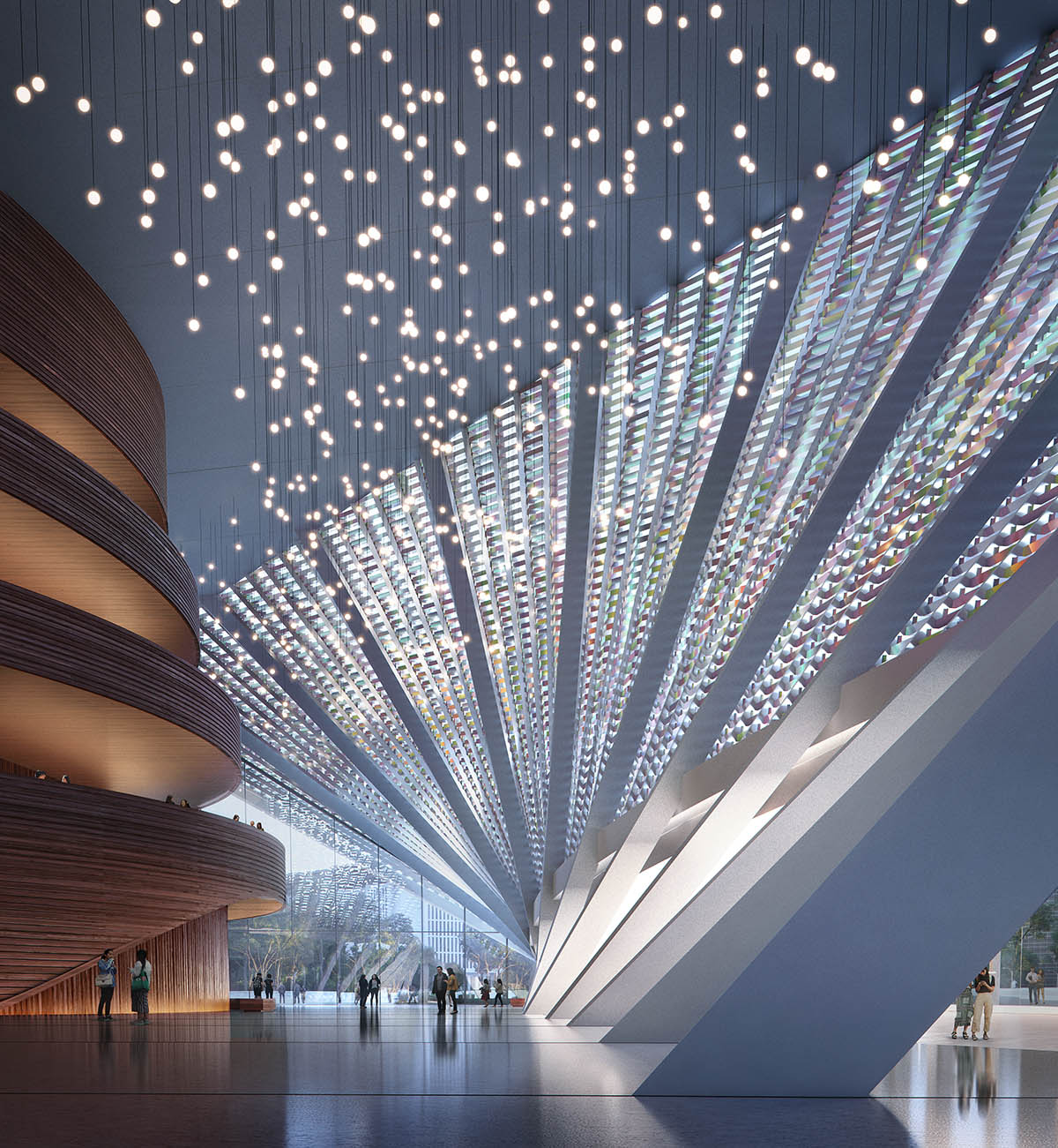 Sn&oslash;hetta unveils design for Xingtai Grand Theater in China with sweeping curtain-like facade