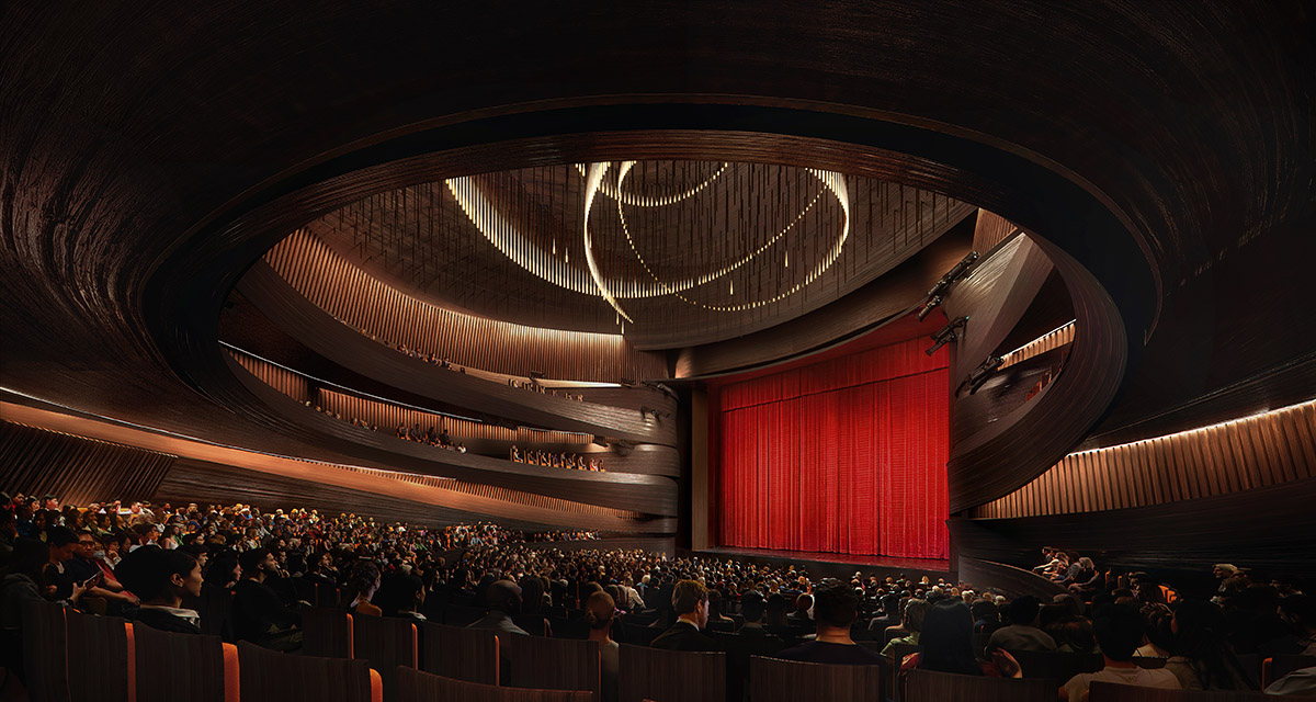 Sn&oslash;hetta unveils design for Xingtai Grand Theater in China with sweeping curtain-like facade