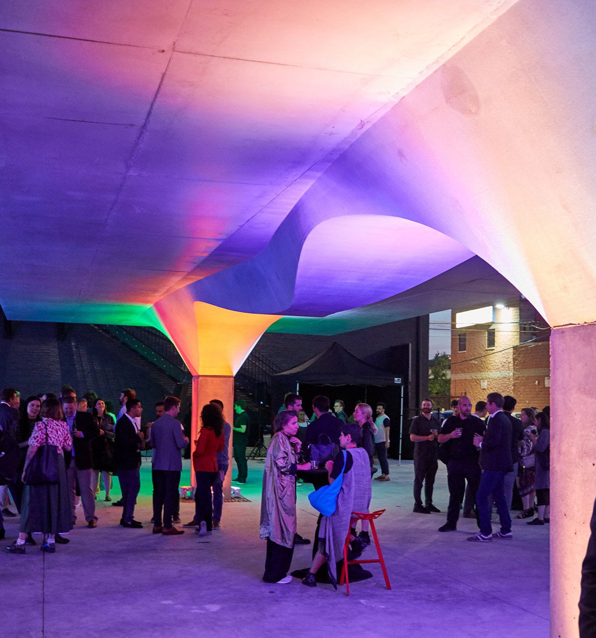 SOM's curvy slabbed concrete pavilion reduces carbon footprint for high-rise buildings