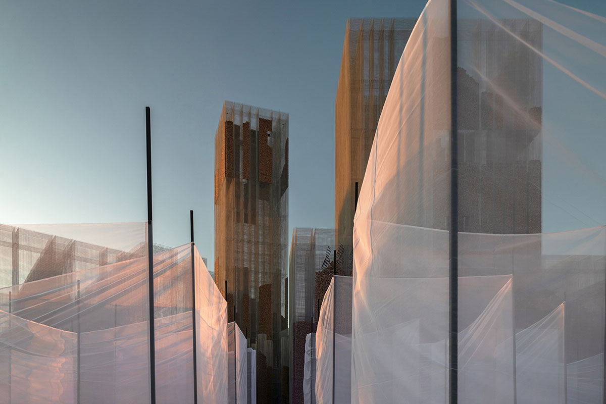 Studio Studio Studio combines wire mesh with cork for this experiential pavilion in Riyadh