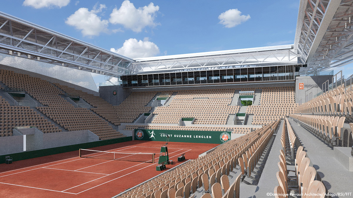 Dominique Perrault designs retractable roof on Suzanne Lenglen Tennis