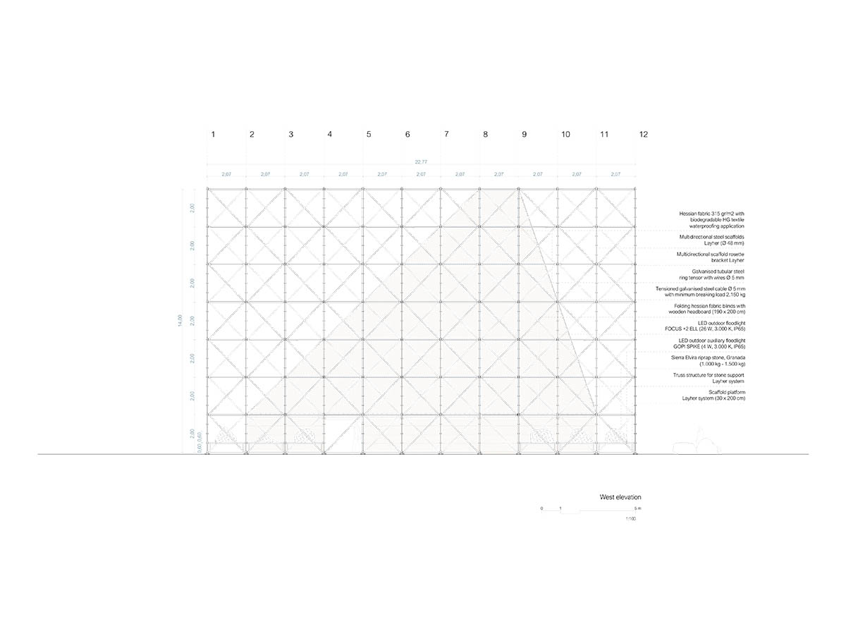 Aire Pavilion wrapped by giant scaffolding represents 