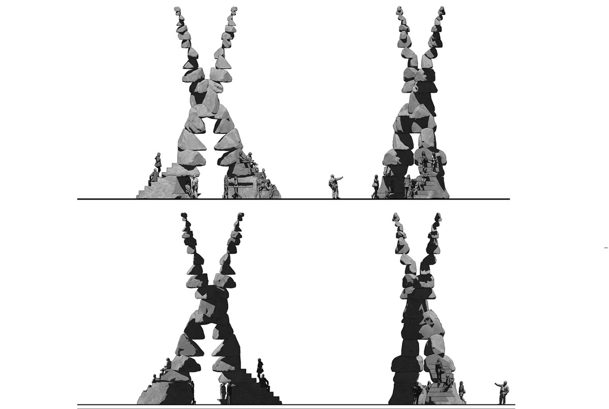 Ulf Mejergren Architects releases X pavilion made of stacking stones