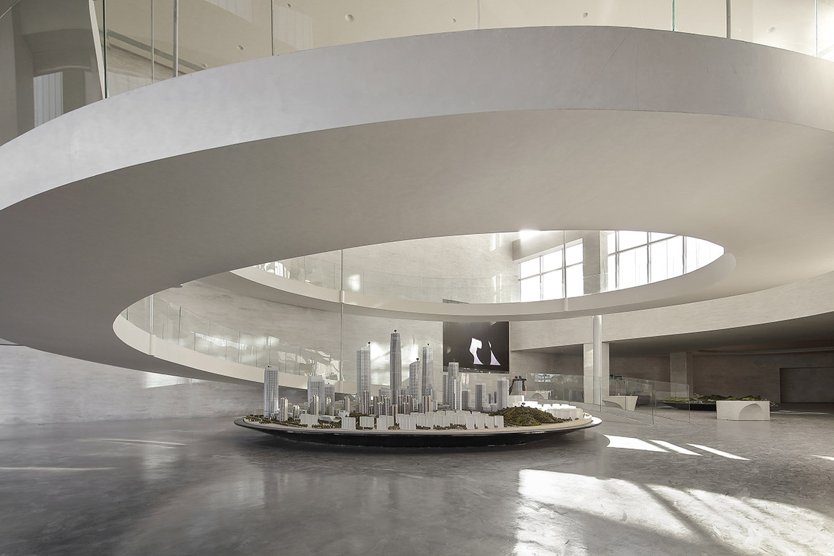 Waterfrom Design's art space features flowing walls to create