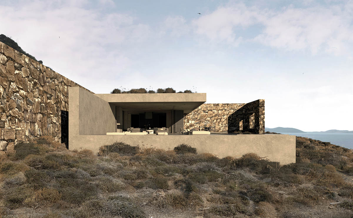 ONUS Architecture Studio designs a net-zero residence embedded in the cycladic terrain in Greece 