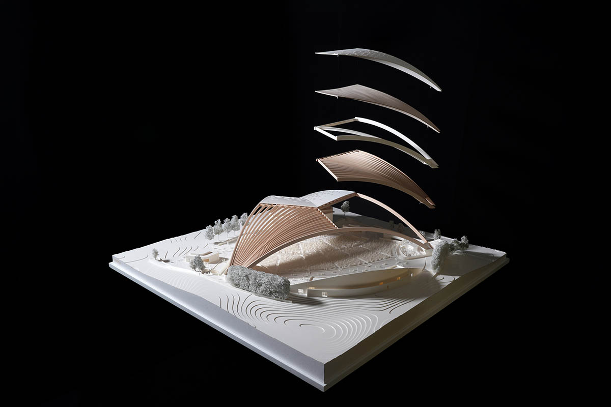 Revery Architecture covers the PNE Amphitheatre with a massive starburst timber roof in Vancouver 