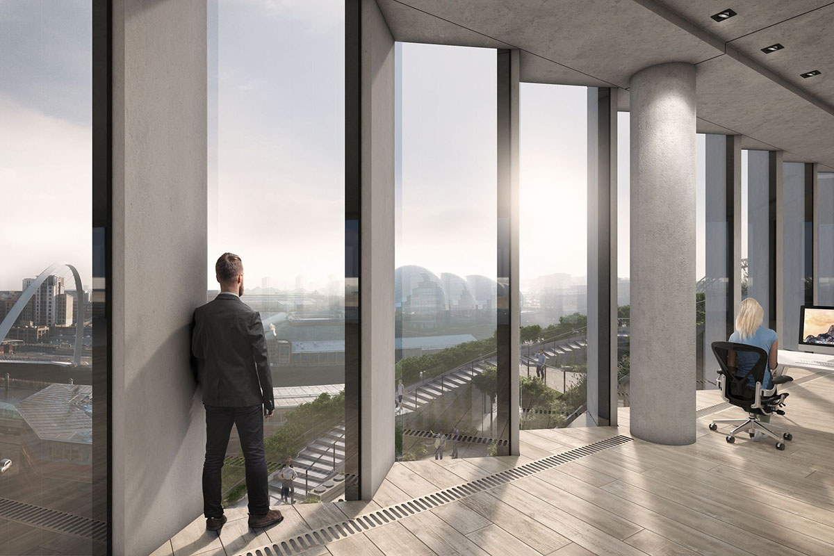 Bjarke Ingels Group adds ribbon-like office building to Newcastle's skyline