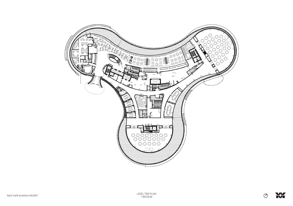 Wood Marsh completes sinuous resort anchored on hand-built locally sourced stone plinth in Australia