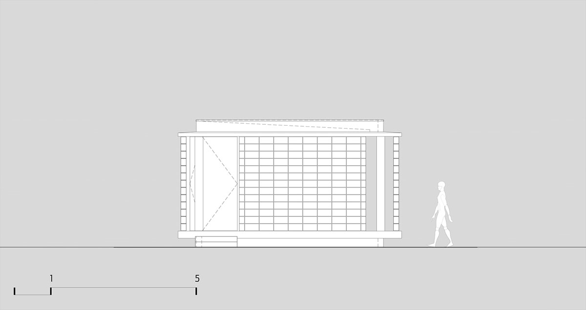 Hollowed-out concrete screens create changing filter for this service building in São Paulo