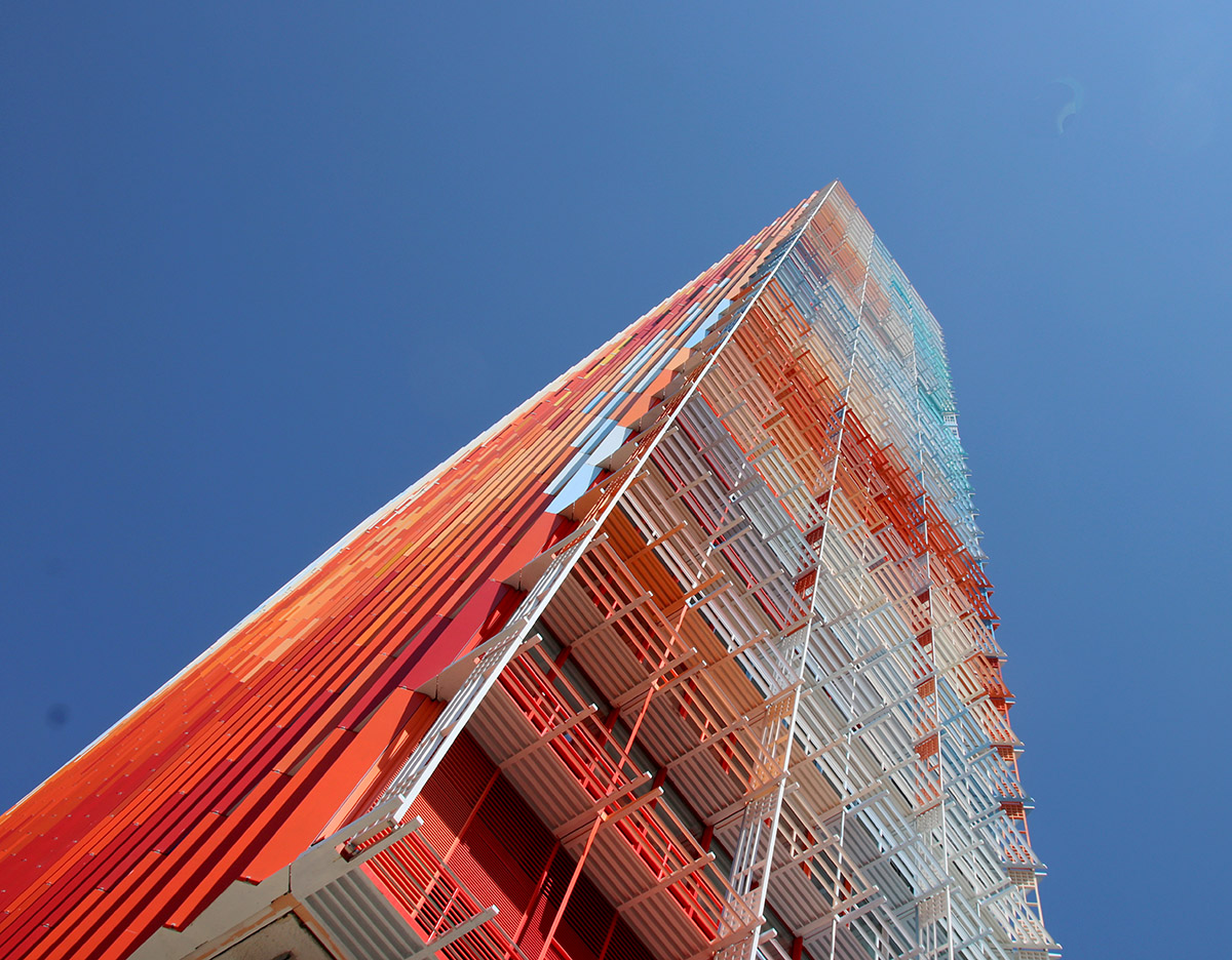 Jean Nouvel uses shades of blue, white and red in his skyscraper in Marseille