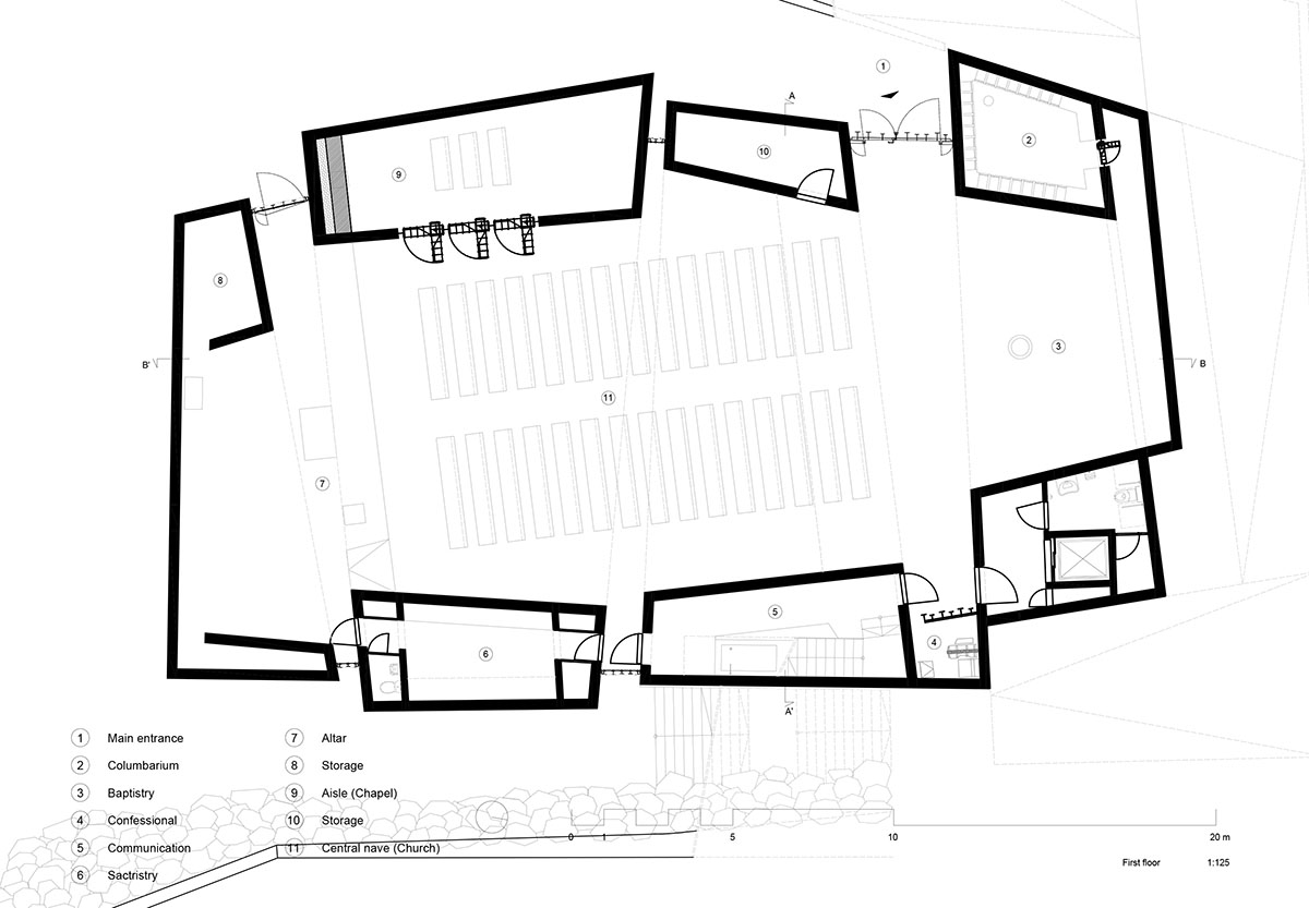 Menis Arquitectos designs church and community centre in Spain with four massive concrete volumes 