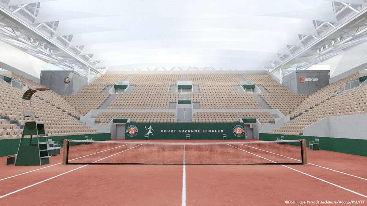 Dominique Perrault designs retractable roof on Suzanne Lenglen Tennis Court in Paris