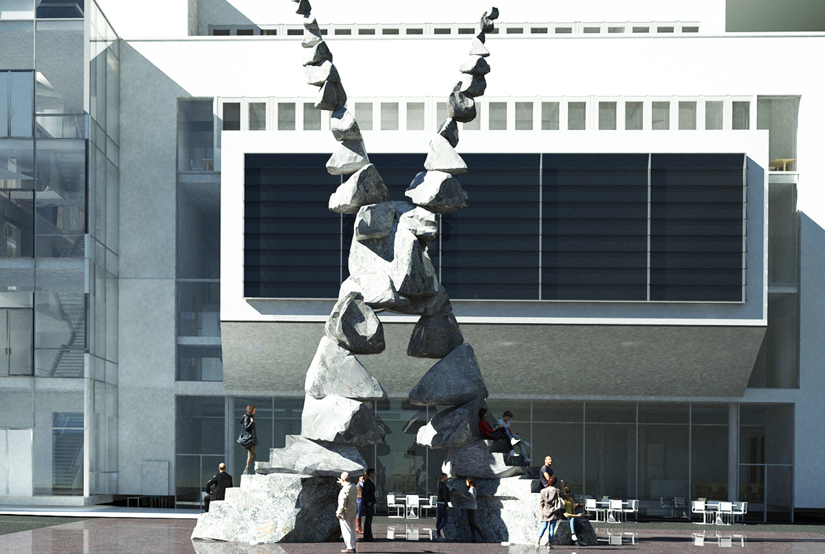 Ulf Mejergren Architects releases X pavilion made of stacking stones