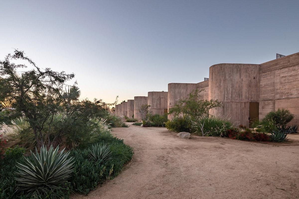 Resort mimics natural motion of desert with punctuated beige-coloured concrete volumes in Mexico 