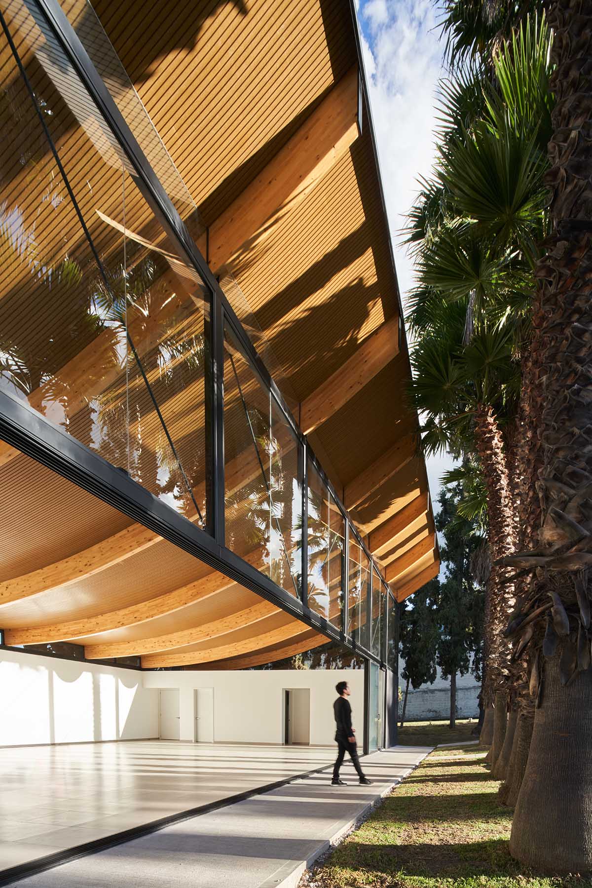 TEC Taller EC creates pavilion with concave wooden roof that becomes a façade in Ecuador