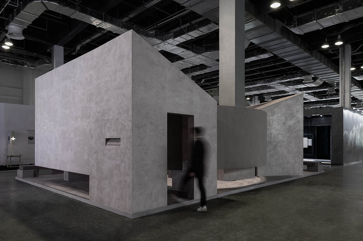 Spatial Praxes installs temporary sloping pavilions made of textured microcement in Shanghai