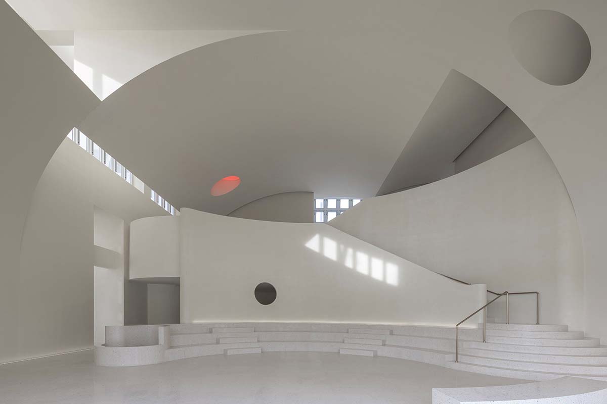 Wutopia Lab built an art gallery enveloped by Ferrari membranes to resemble