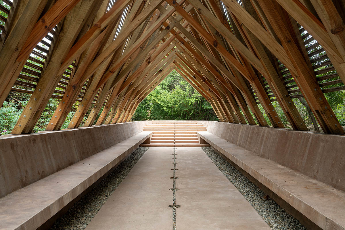 Centro de Colaboración Arquitectónica completes wooden Orchid Pavilion for Casa Wabi in Mexico