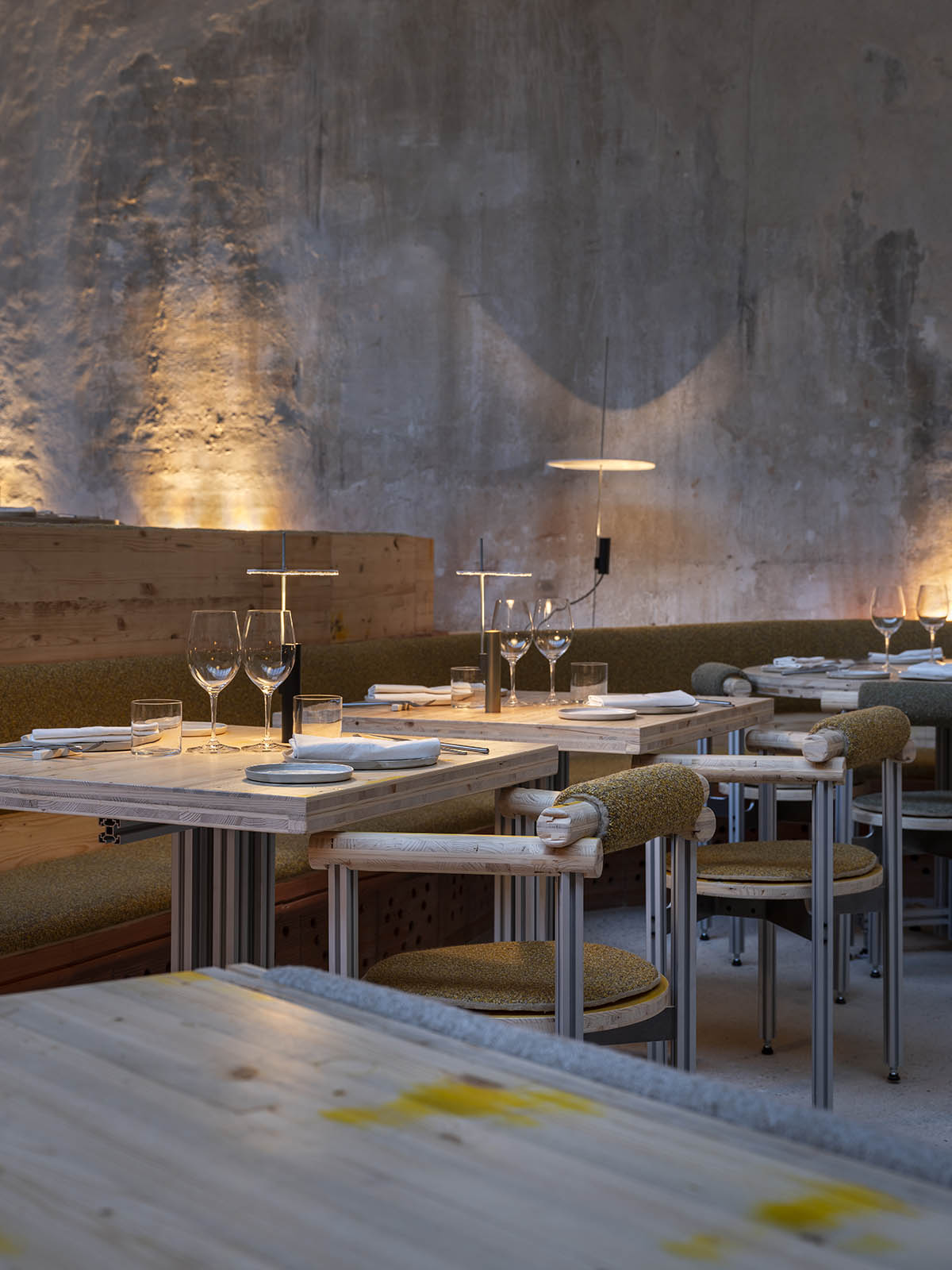 SelgasCano and Andreu Carulla convert industrial mechanical workshop into a restaurant in Madrid