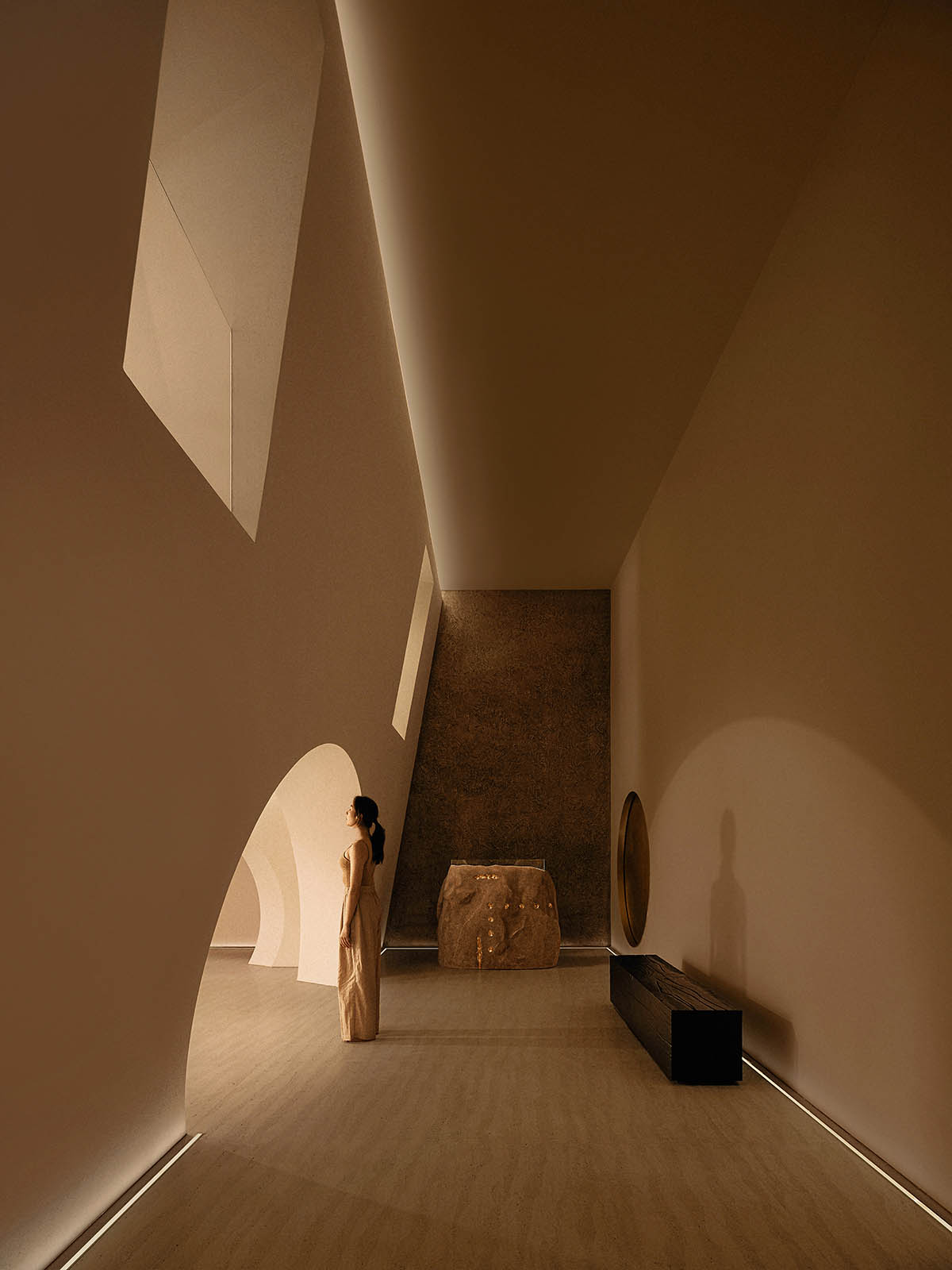 Beauty center interiors by CUN PANDA NANA embrace softness and organic feeling in cave-like space  