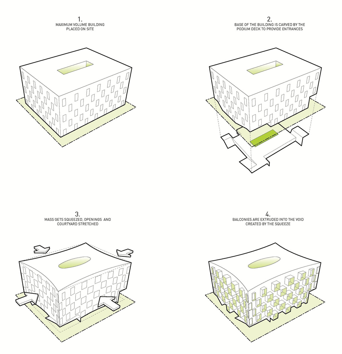 LOHA slightly pushes four sides of this apartment inward to adapt to its tight plot in Los Angeles