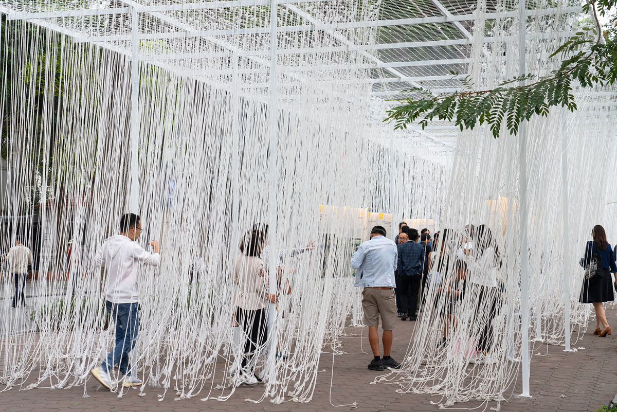 MIA Design Studio created lightweight pavilion made of thousands of small nylon cords in Vietnam