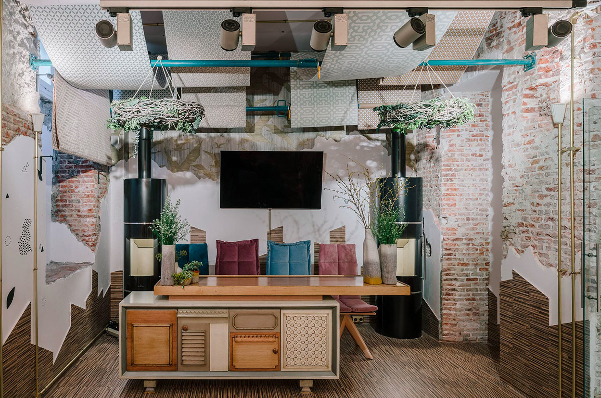 Izaskun Chinchilla created an auditorium that consists of many layers of fabric, texture and colors