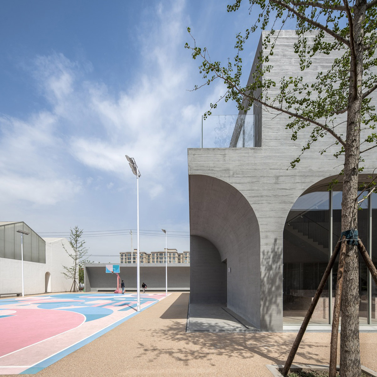 Studio 10 built community center featuring vaulted volumes and smooth corners in Jiaozuo