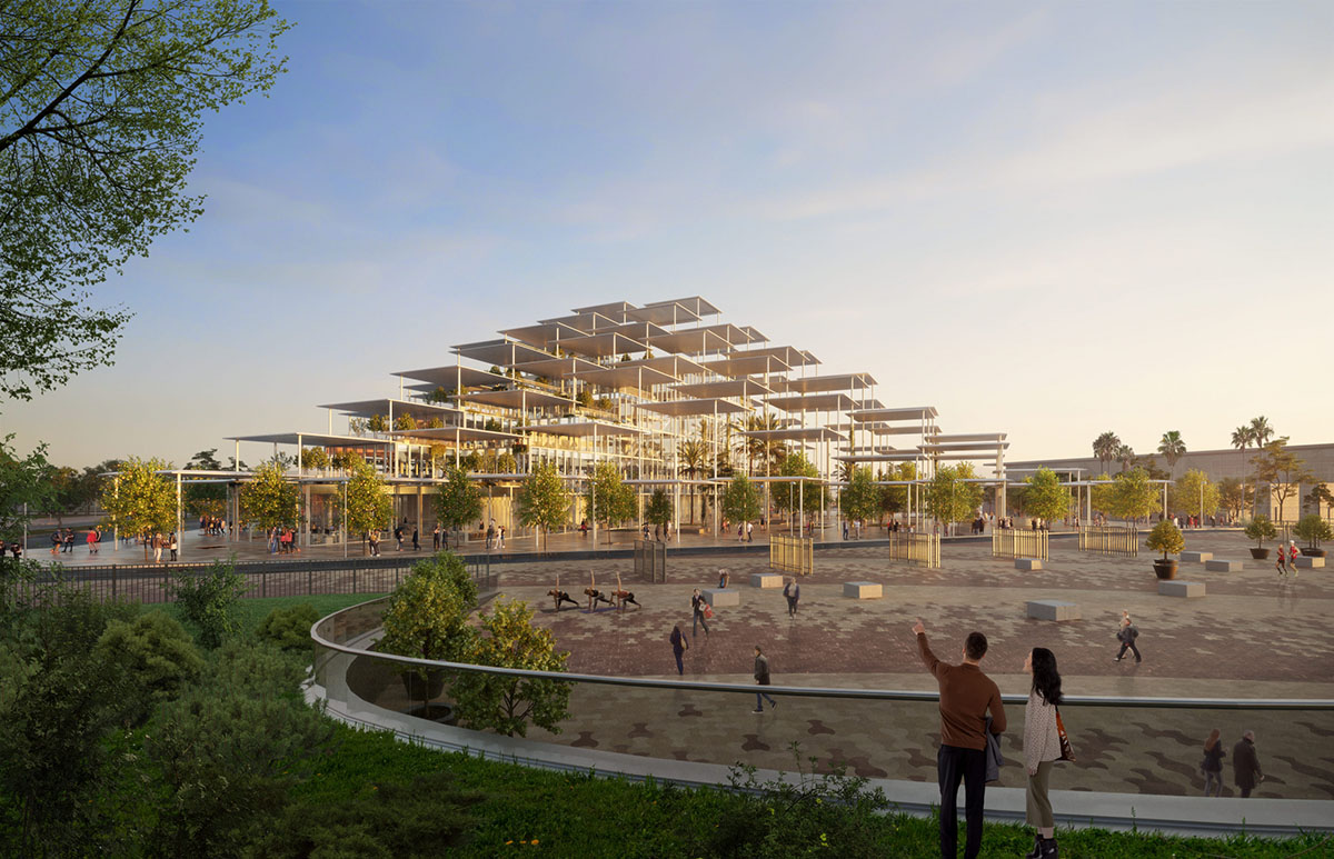 BIG designs research center with solar canopies referencing to shaded plazas and streets of Seville