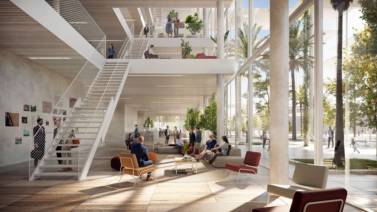 BIG designs research center with solar canopies referencing to shaded plazas and streets of Seville