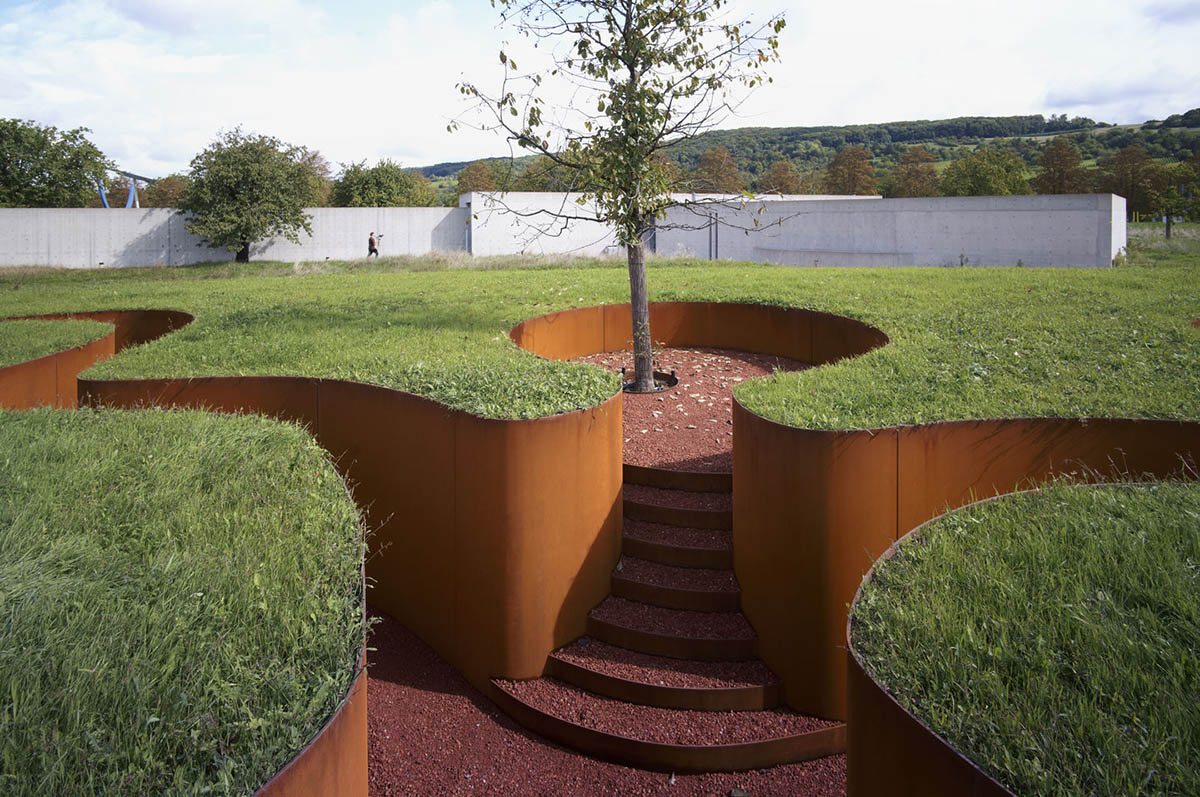 The snake-like Doshi Retreat becomes a sanctuary of sound and serenity at the Vitra Campus